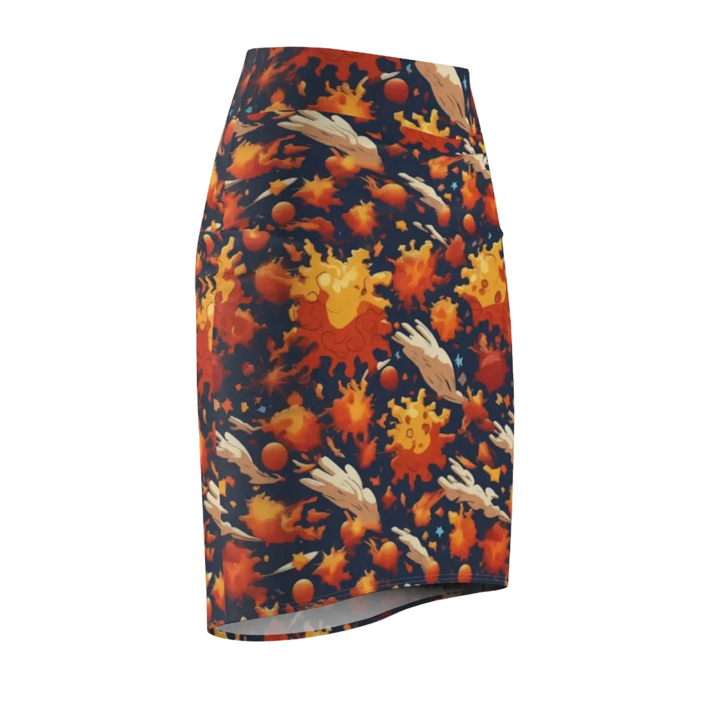 Solar Flock on Pencil Skirt — Front Side