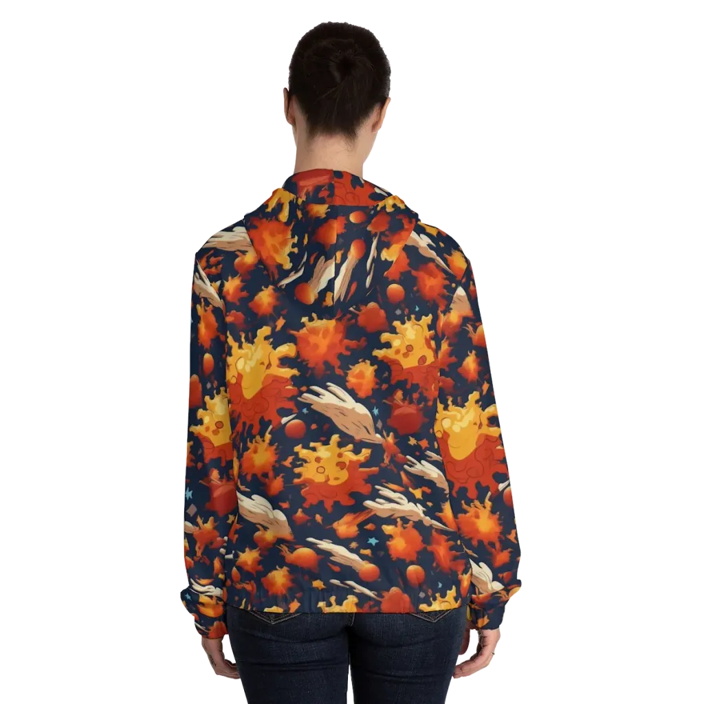 Solar Flock on Women's Full-Zip Hoodie — Back On Person