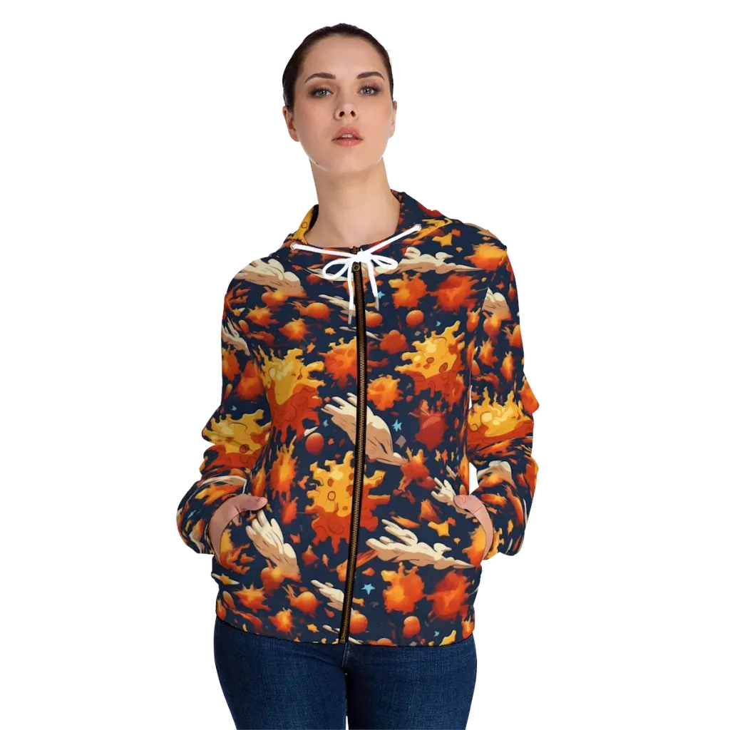 Solar Flock on Women's Full-Zip Hoodie — Front On Person