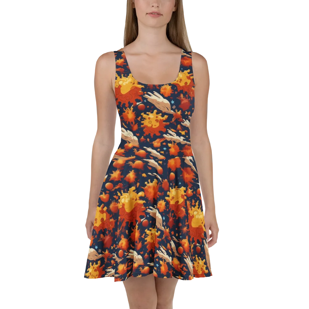 Solar Flock on Skater Dress — Front