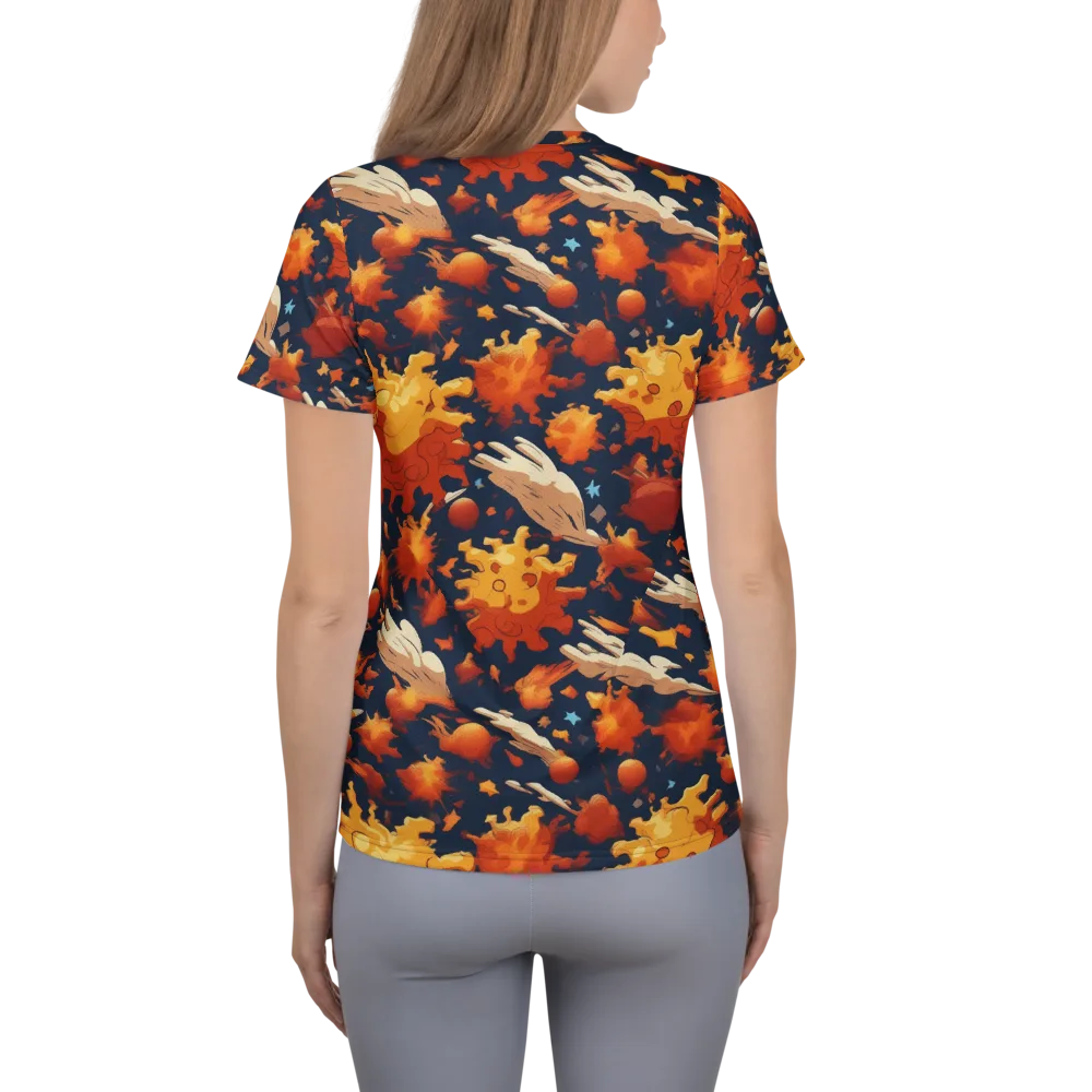 Solar Flock on Women's Athletic T-Shirt — Back