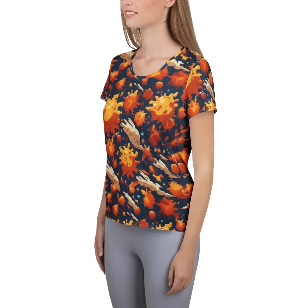 Solar Flock on Women's Athletic T-Shirt — Left