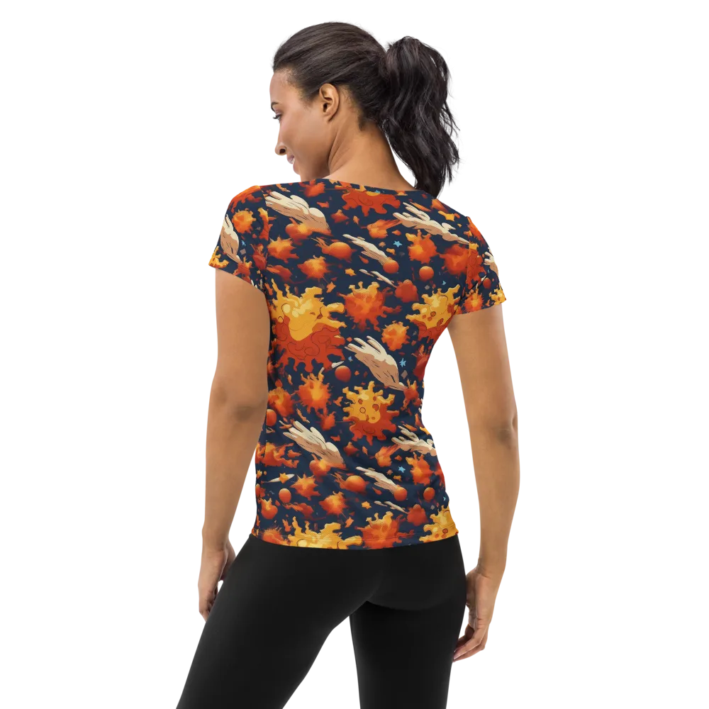 Solar Flock on Women's Athletic T-Shirt — Back