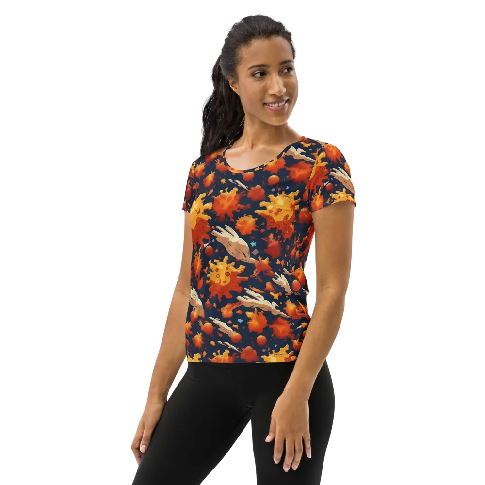 Solar Flock on Women's Athletic T-Shirt — Left