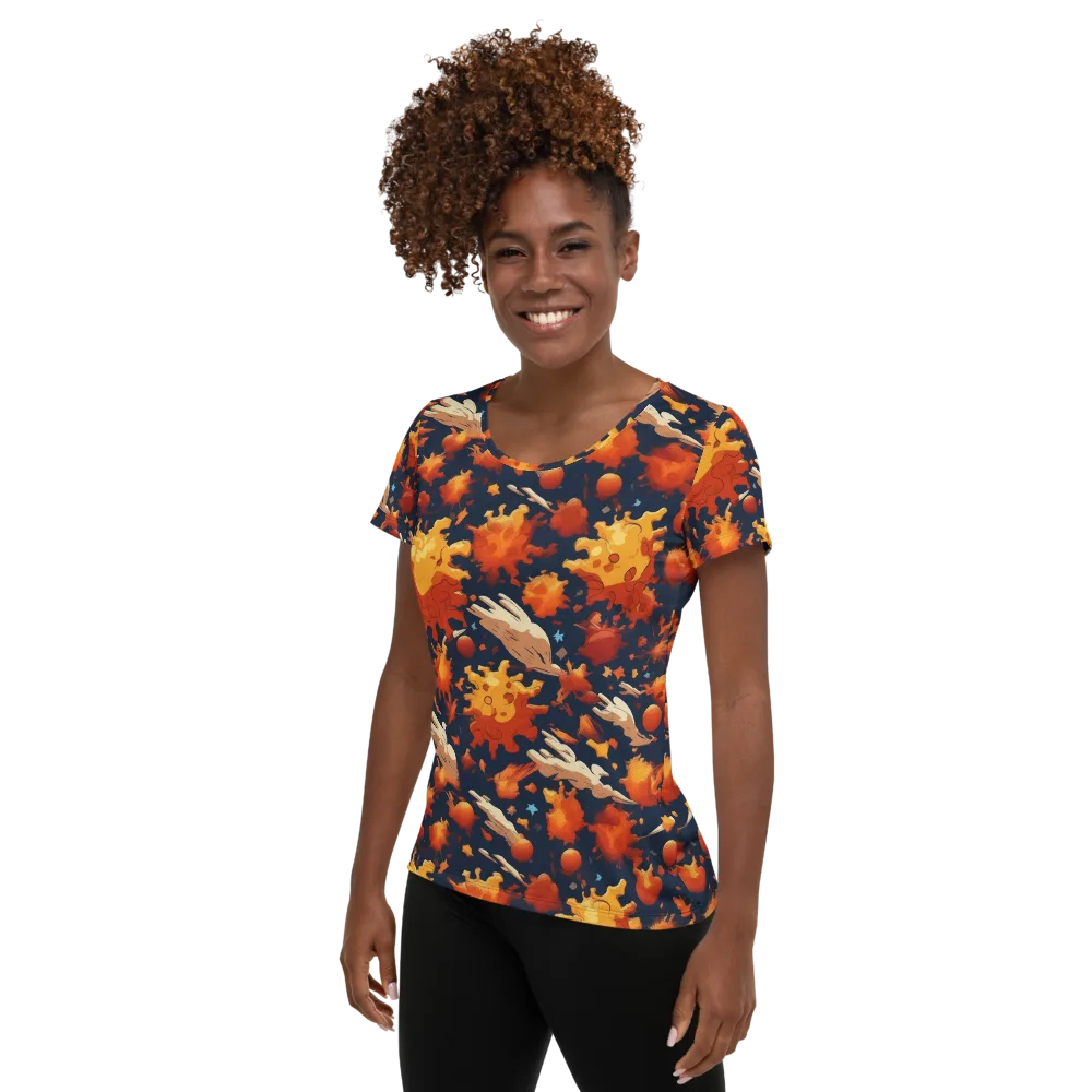Solar Flock on Women's Athletic T-Shirt — Left