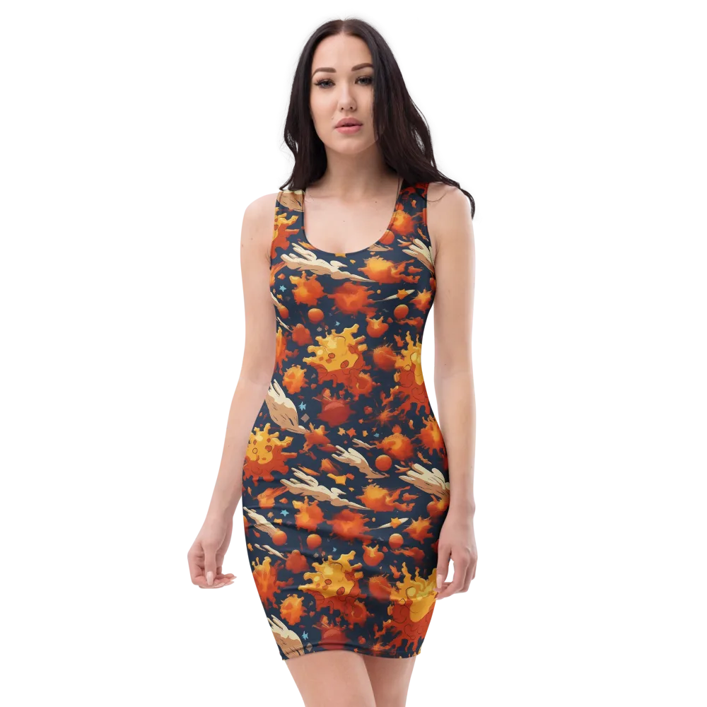 Solar Flock on Bodycon Dress — Front