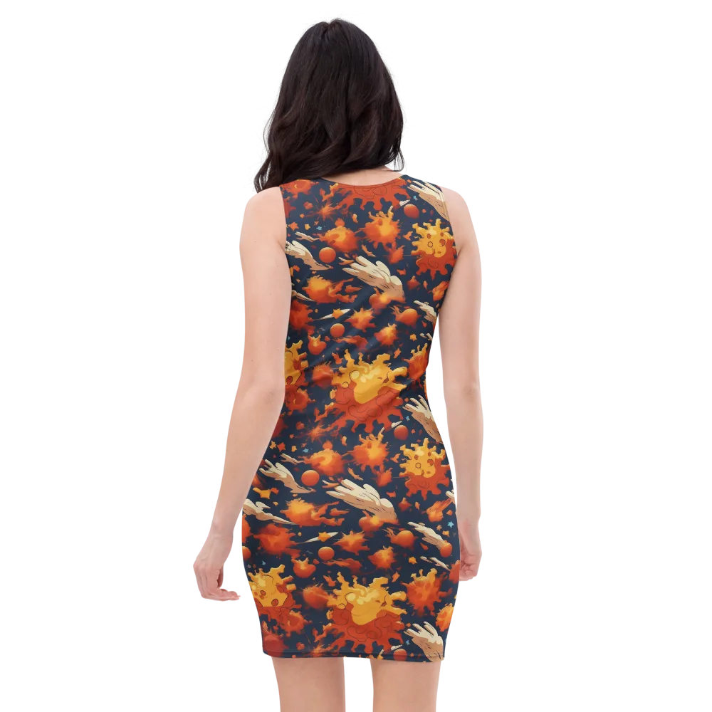 Solar Flock on Bodycon Dress — Back