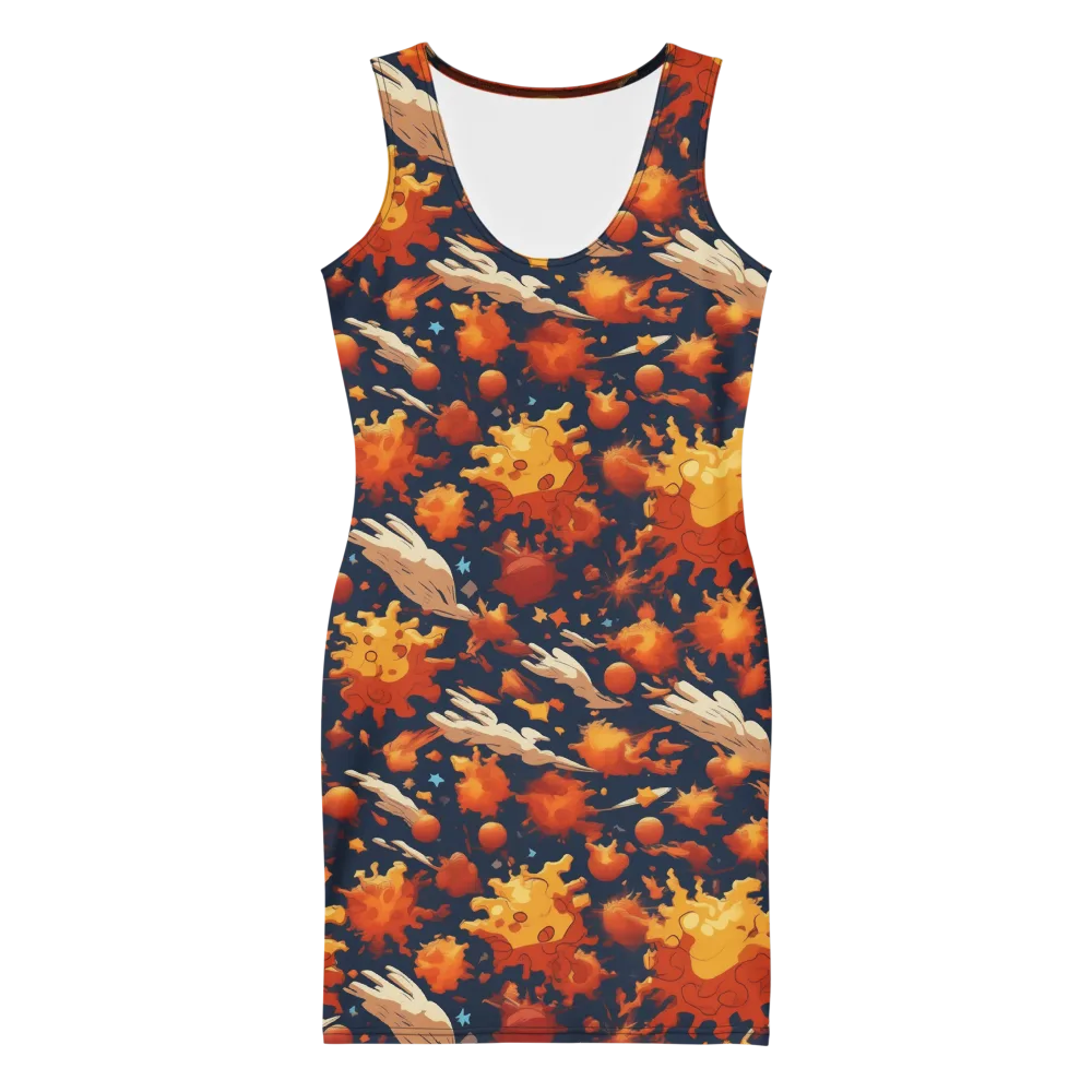 Solar Flock on Bodycon Dress — Front