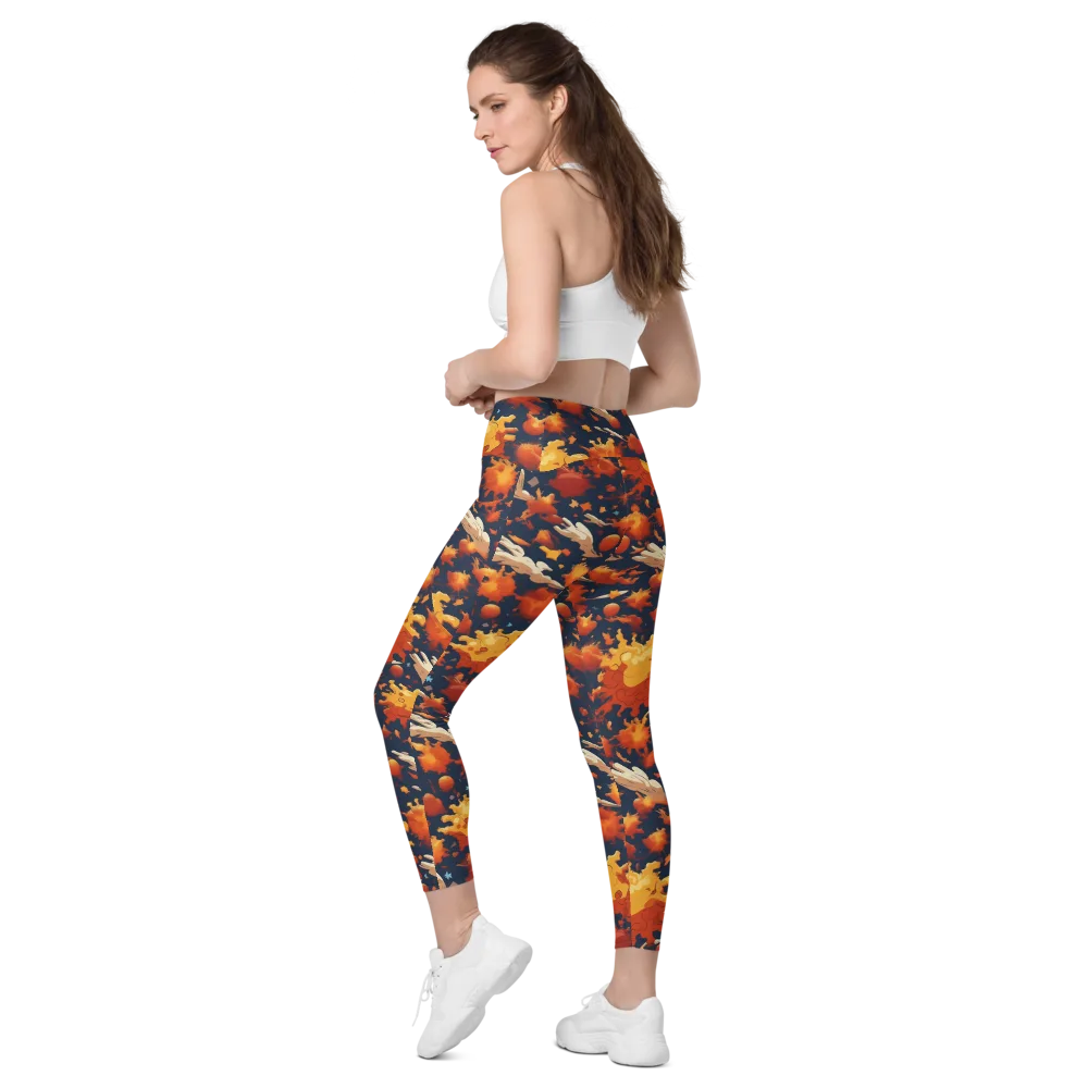 Solar Flock on Leggings with Pockets — Left Back