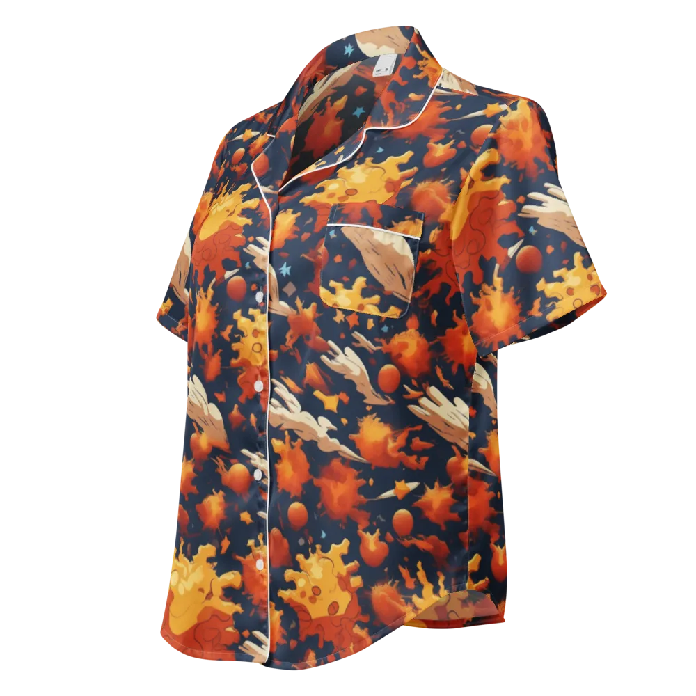 Solar Flock on Women's Short Sleeve Pajama Top — Left Front