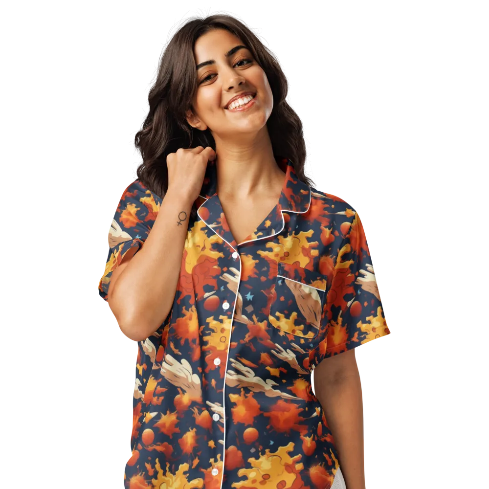 Solar Flock on Women's Short Sleeve Pajama Top — Front