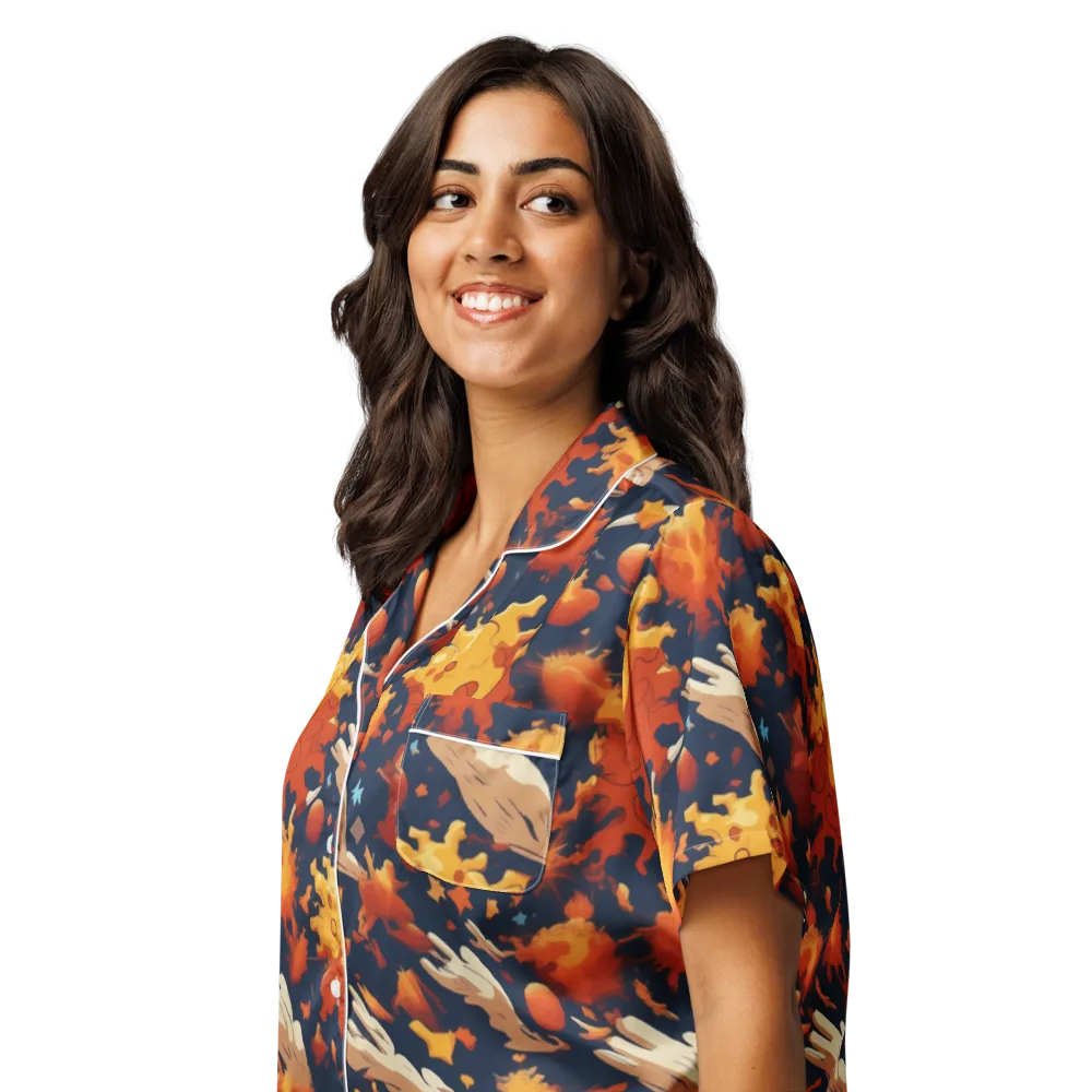 Solar Flock on Women's Short Sleeve Pajama Top — Left Front