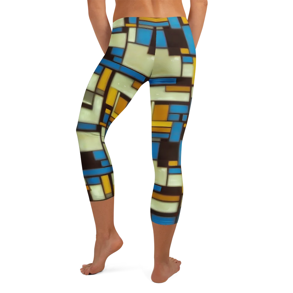 Midnight Grid on Capri Leggings — Back