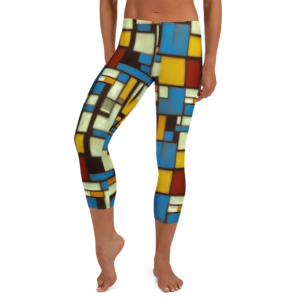 Midnight Grid on Capri Leggings — Front