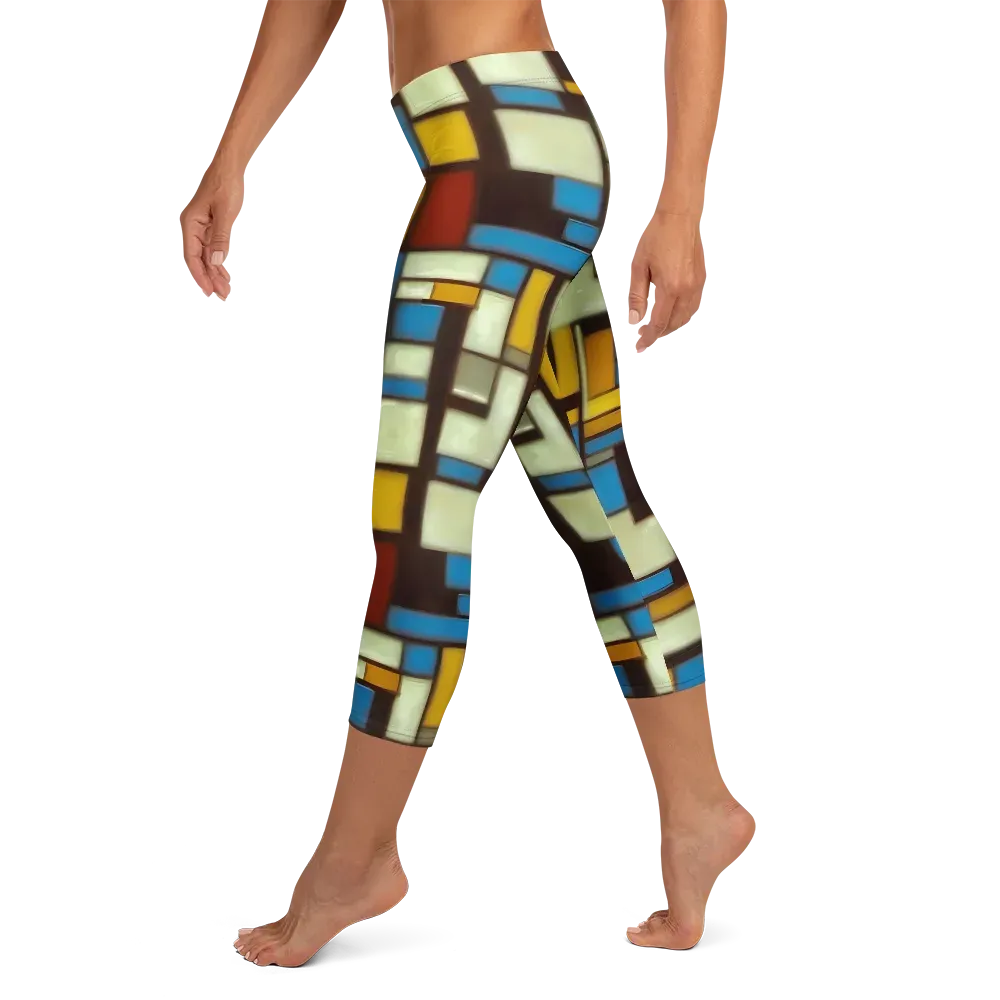 Midnight Grid on Capri Leggings — Left