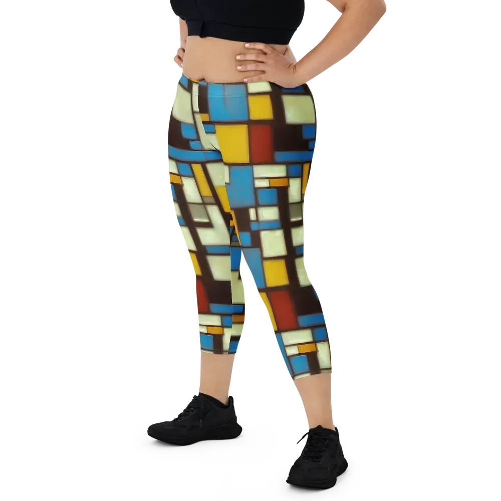 Midnight Grid on Capri Leggings — Front