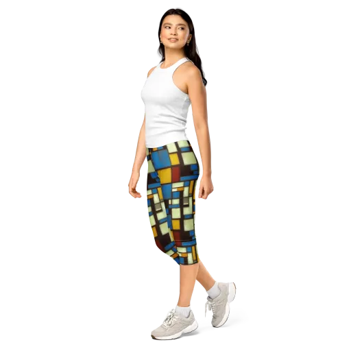 Midnight Grid on a Capri Leggings