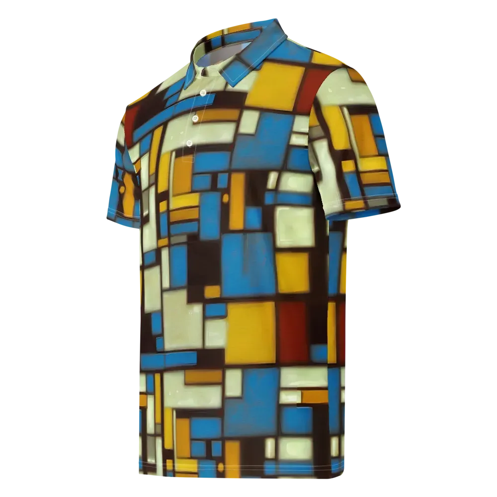 Midnight Grid on Men's Slim Fit Polo Shirt — Left Front