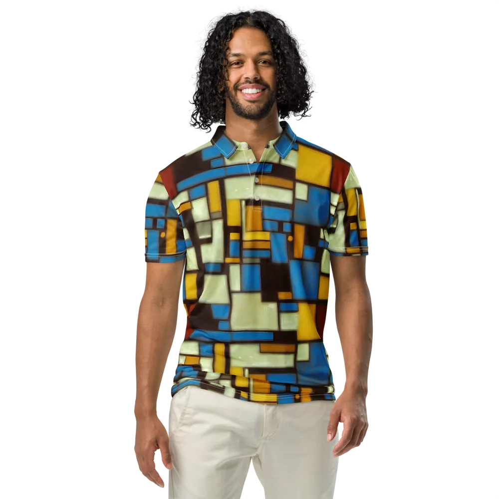 Midnight Grid on Men's Slim Fit Polo Shirt — Front