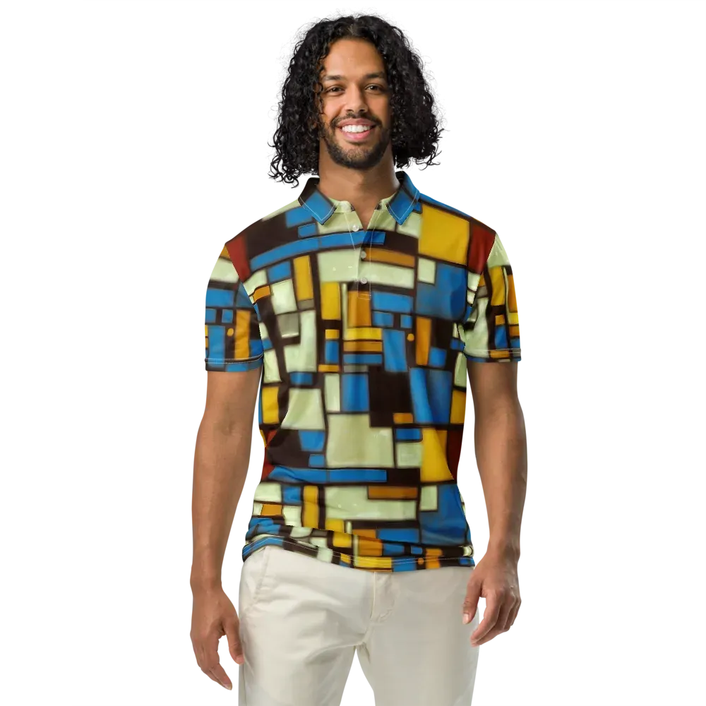 Midnight Grid on Men's Slim Fit Polo Shirt — Front