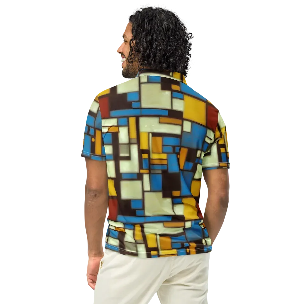 Midnight Grid on Men's Slim Fit Polo Shirt — Back