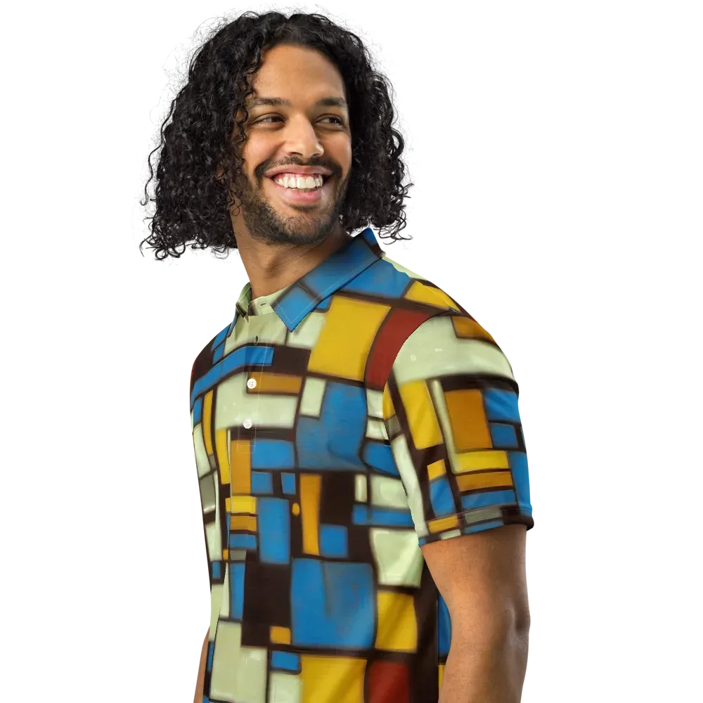 Midnight Grid on Men's Slim Fit Polo Shirt — Left Front