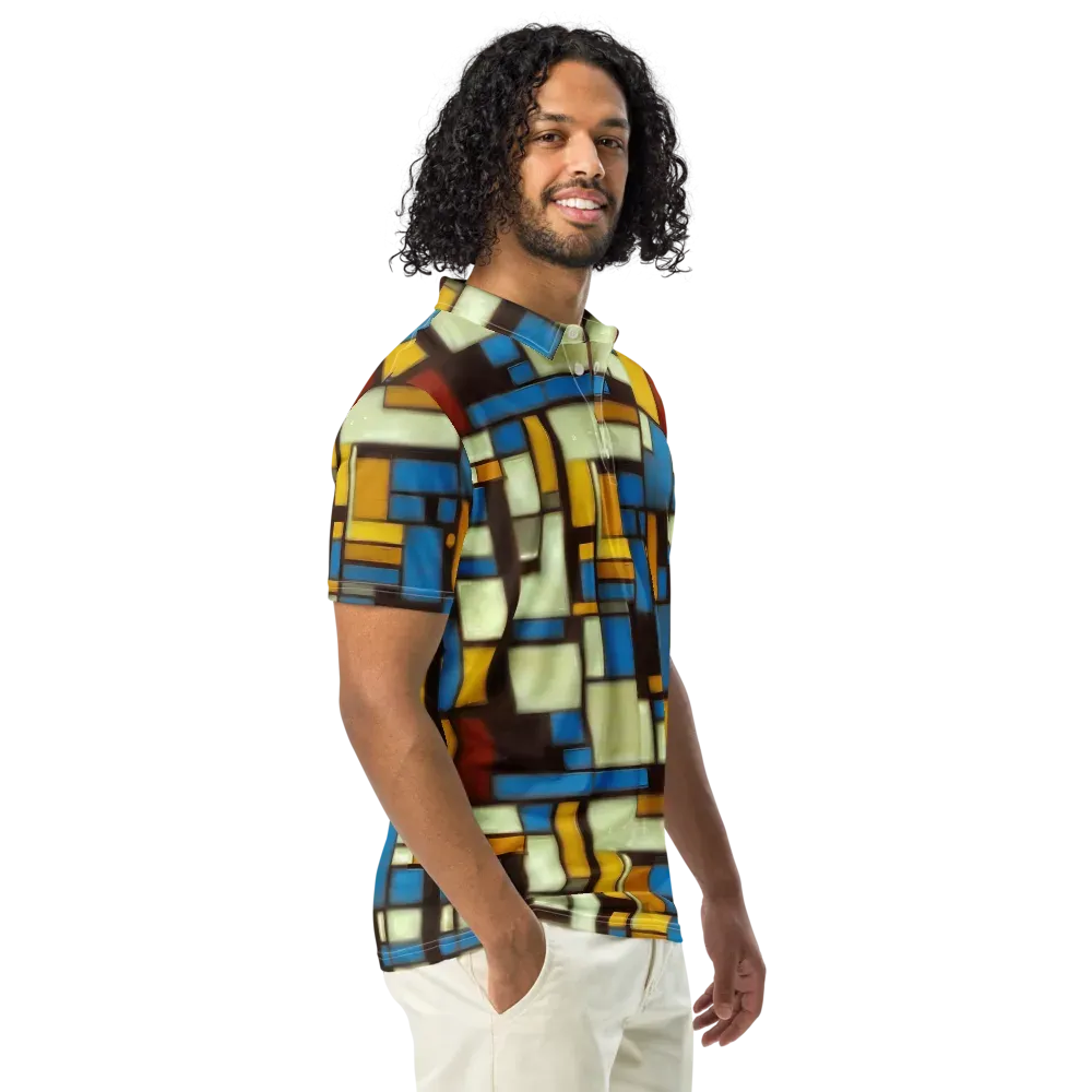 Midnight Grid on Men's Slim Fit Polo Shirt — Right Front
