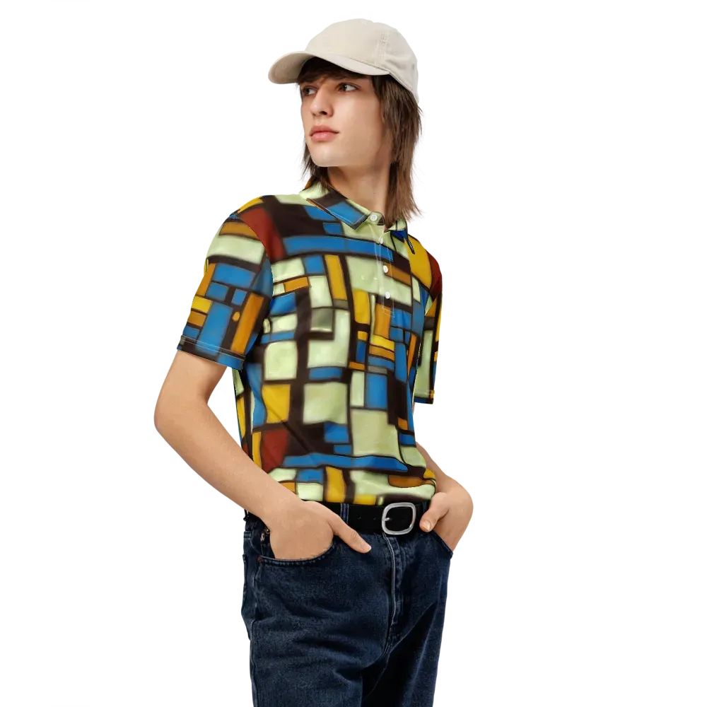 Midnight Grid on Men's Slim Fit Polo Shirt — Right Front