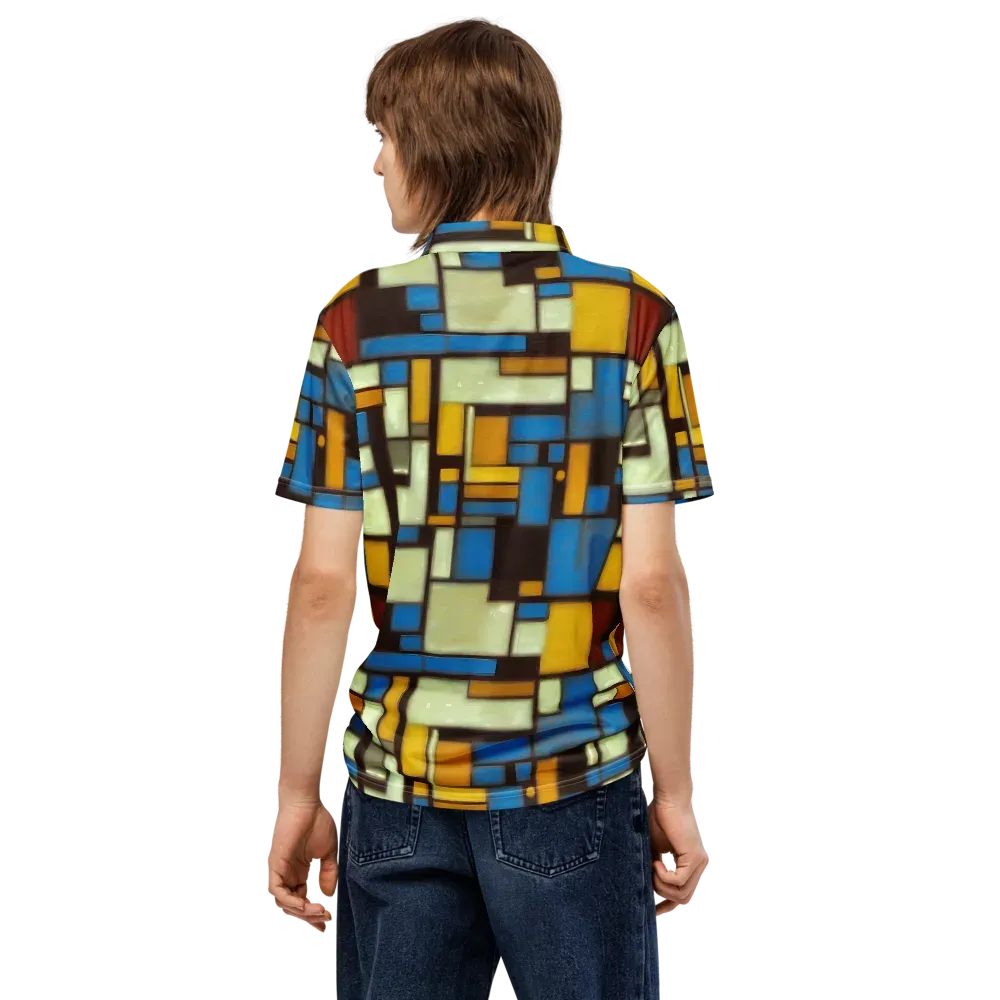 Midnight Grid on Men's Slim Fit Polo Shirt — Back