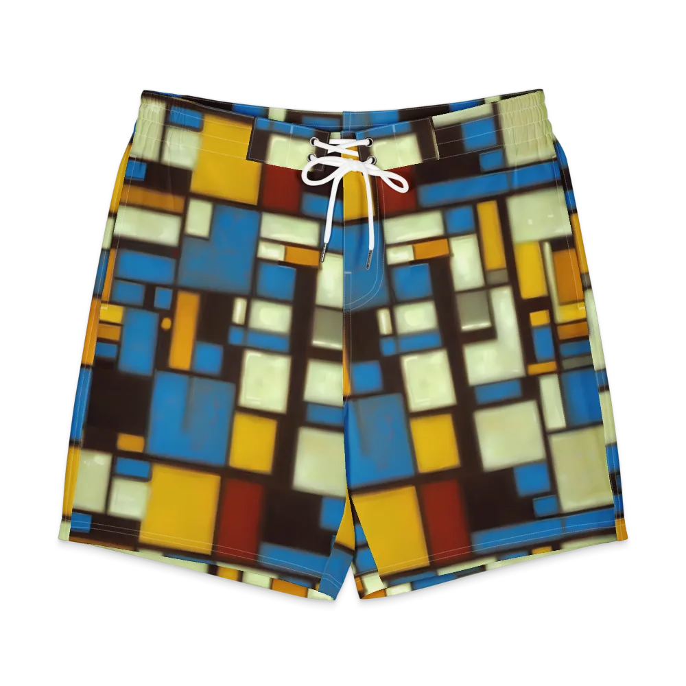 Midnight Grid on Men's Board Shorts — Front