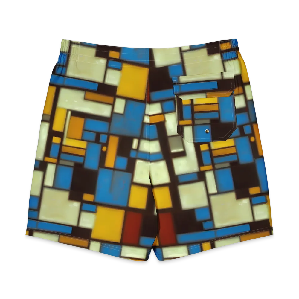 Midnight Grid on Men's Board Shorts — Back