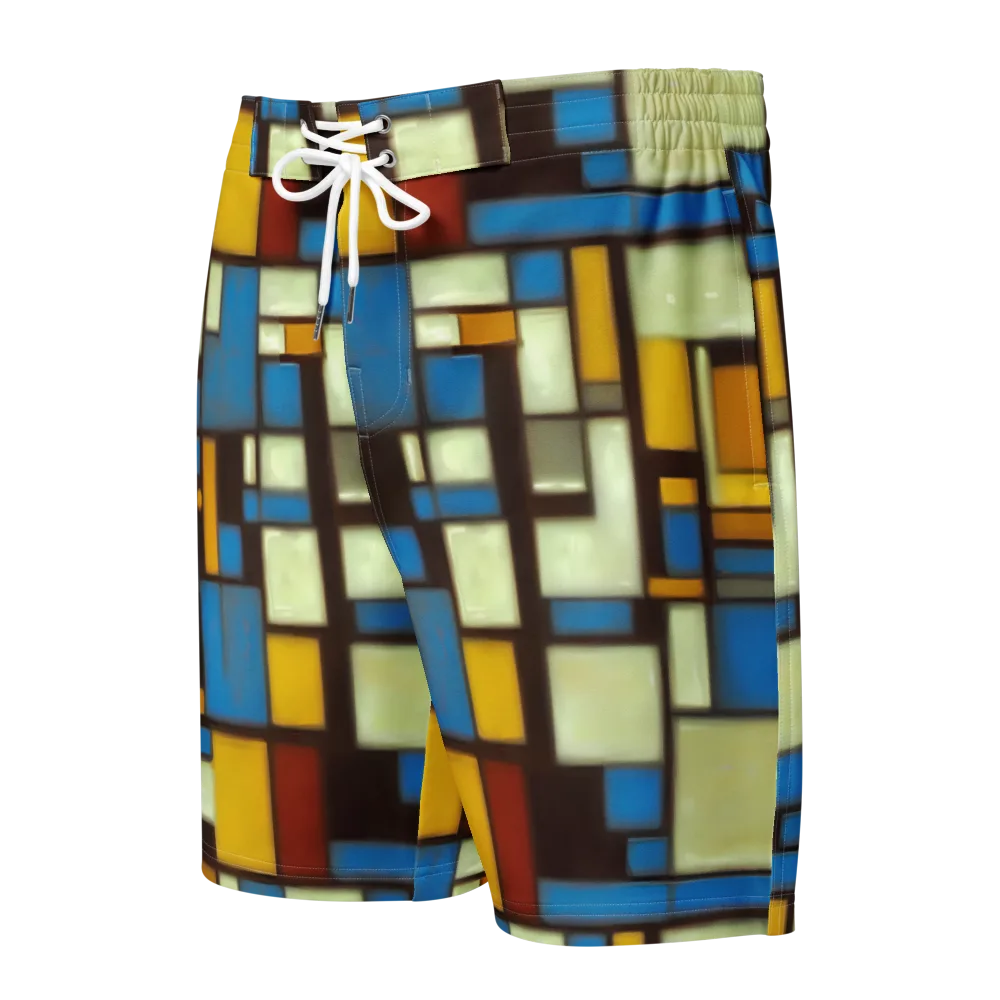 Midnight Grid on Men's Board Shorts — Front