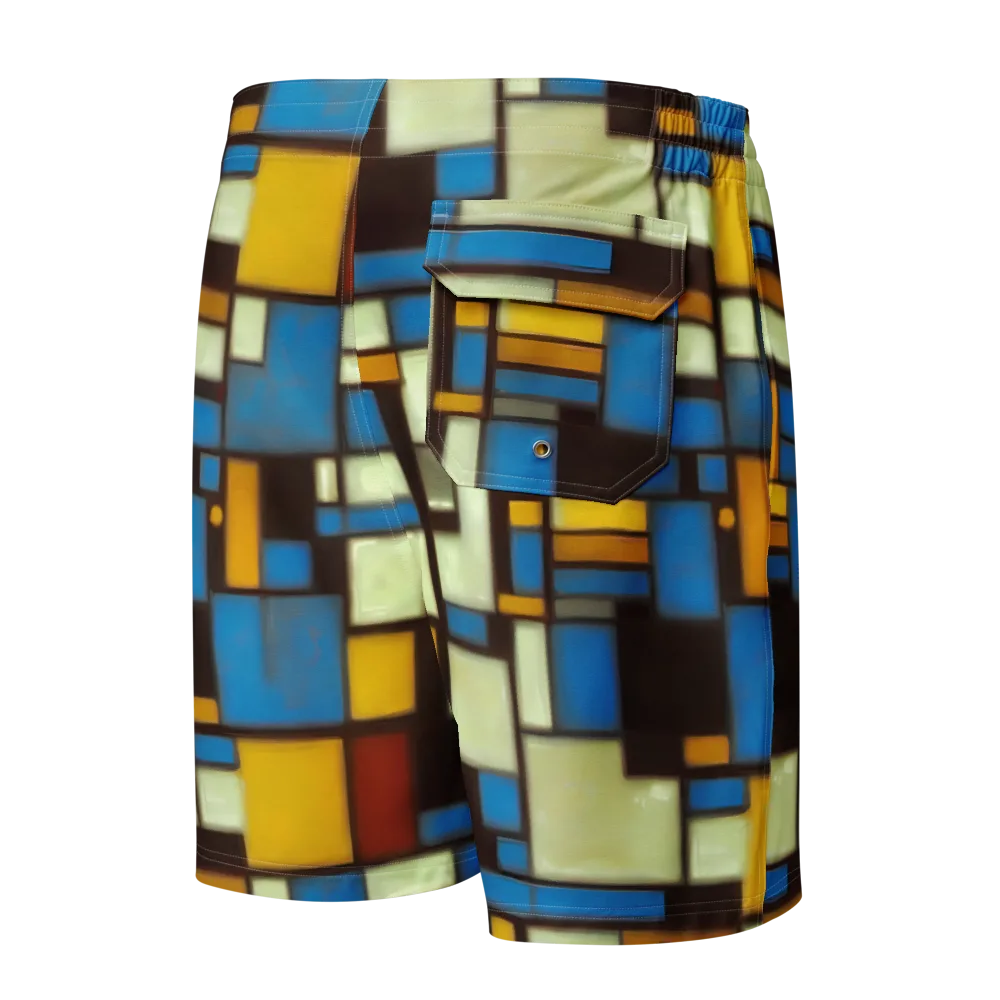 Midnight Grid on Men's Board Shorts — Back