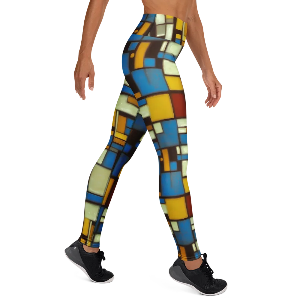 Midnight Grid on Yoga Leggings — Right
