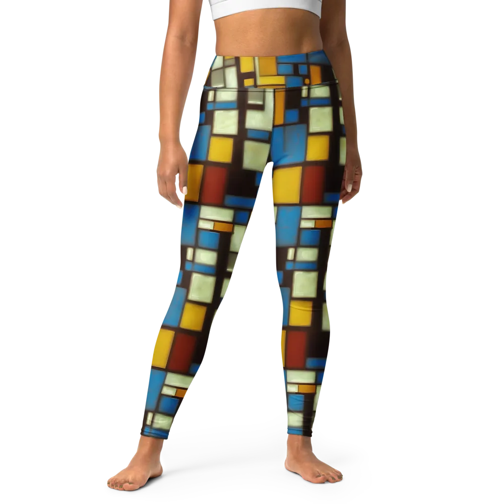 Midnight Grid on Yoga Leggings — Front