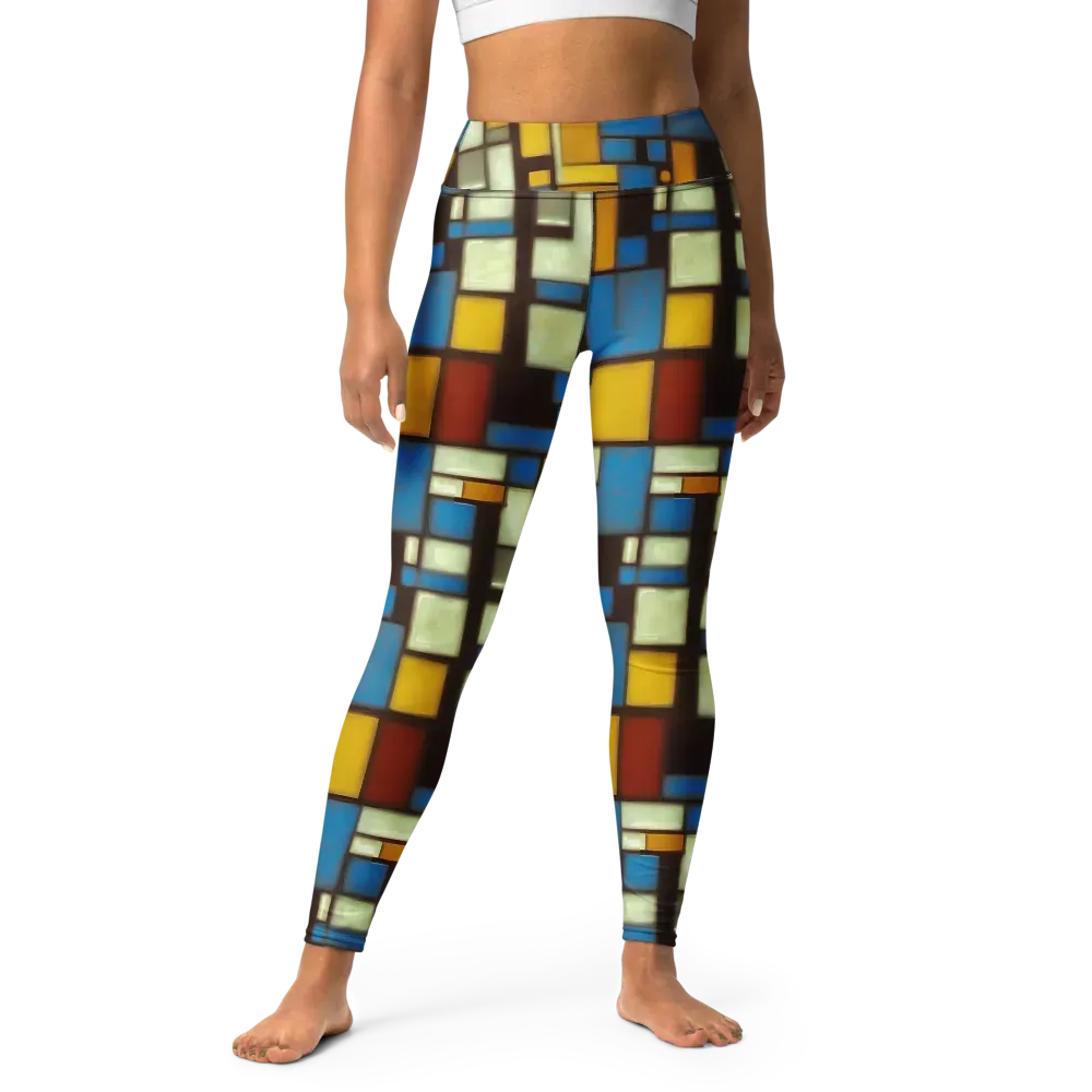 Midnight Grid on Yoga Leggings — Front