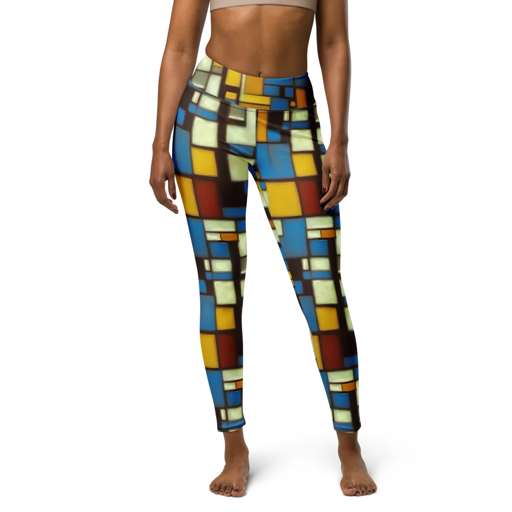 Midnight Grid on Yoga Leggings — Front