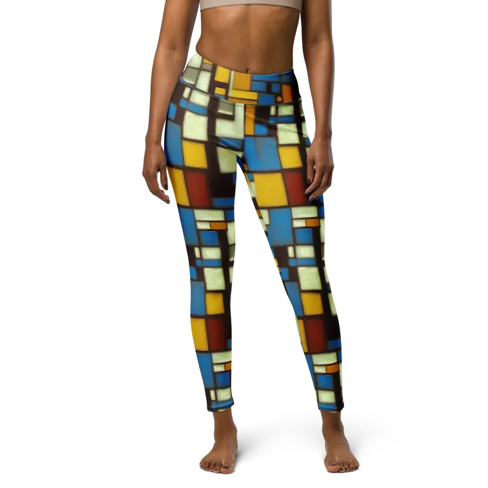 Midnight Grid on Yoga Leggings — Front