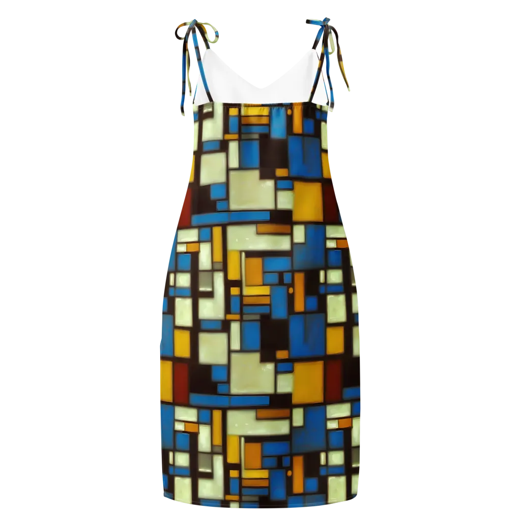Midnight Grid on Slip Dress — Back