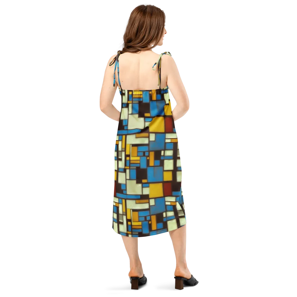 Midnight Grid on Slip Dress — Back