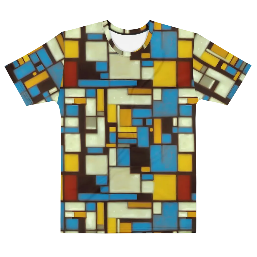 Midnight Grid on Men's Cotton Crew Neck T-Shirt — Front