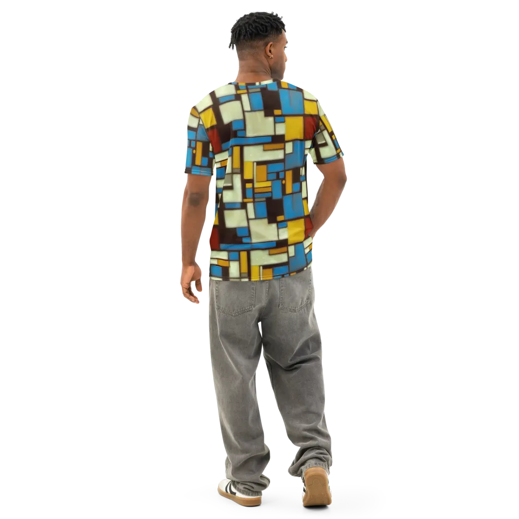 Midnight Grid on Men's Cotton Crew Neck T-Shirt — Back
