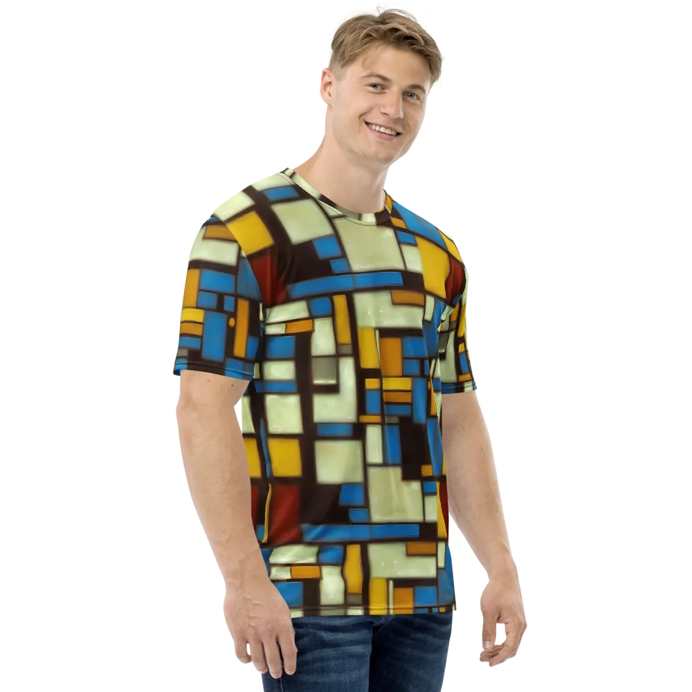 Midnight Grid on Men's Crew Neck T-Shirt — Right