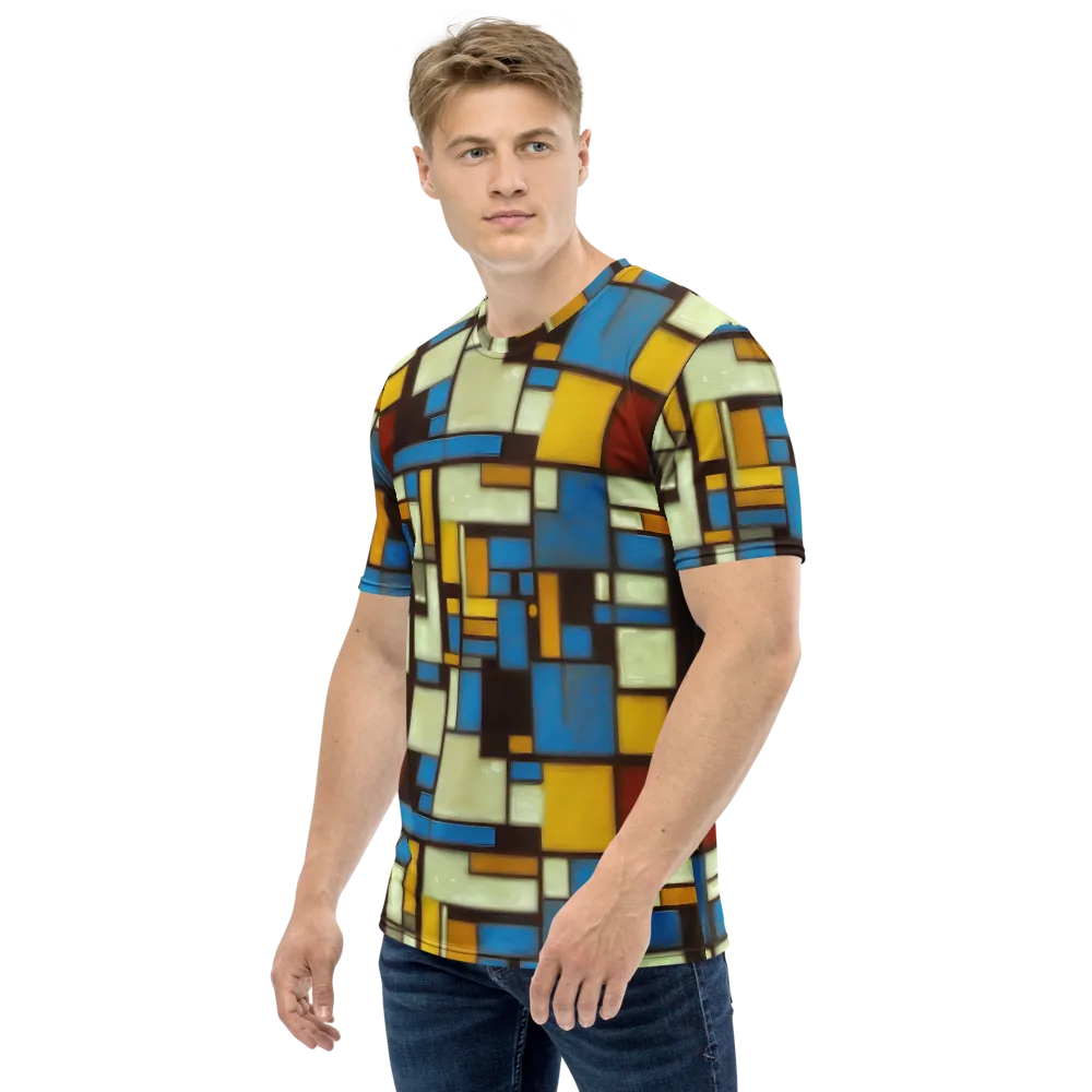 Midnight Grid on Men's Crew Neck T-Shirt — Left
