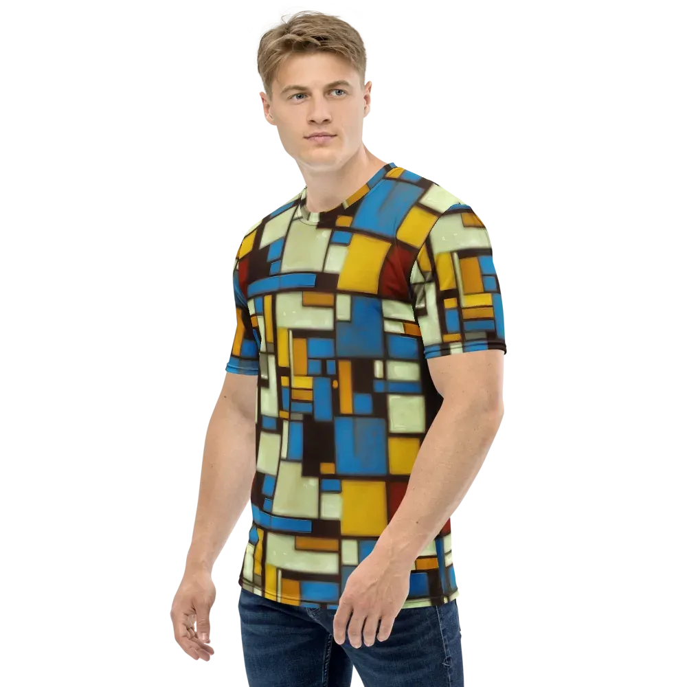 Midnight Grid on Men's Crew Neck T-Shirt — Left