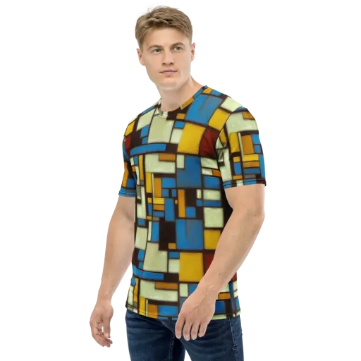 Midnight Grid on a Men's Crew Neck T-Shirt