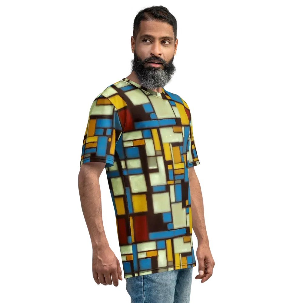 Midnight Grid on Men's Crew Neck T-Shirt — Right