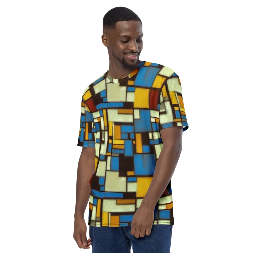 Midnight Grid on Men's Crew Neck T-Shirt — Left