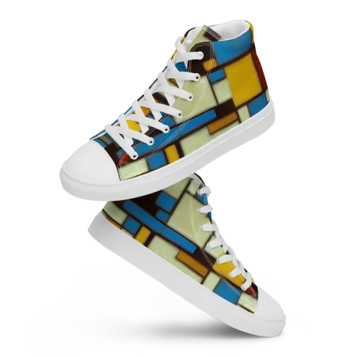 Midnight Grid on a Men's High Top Canvas Shoes