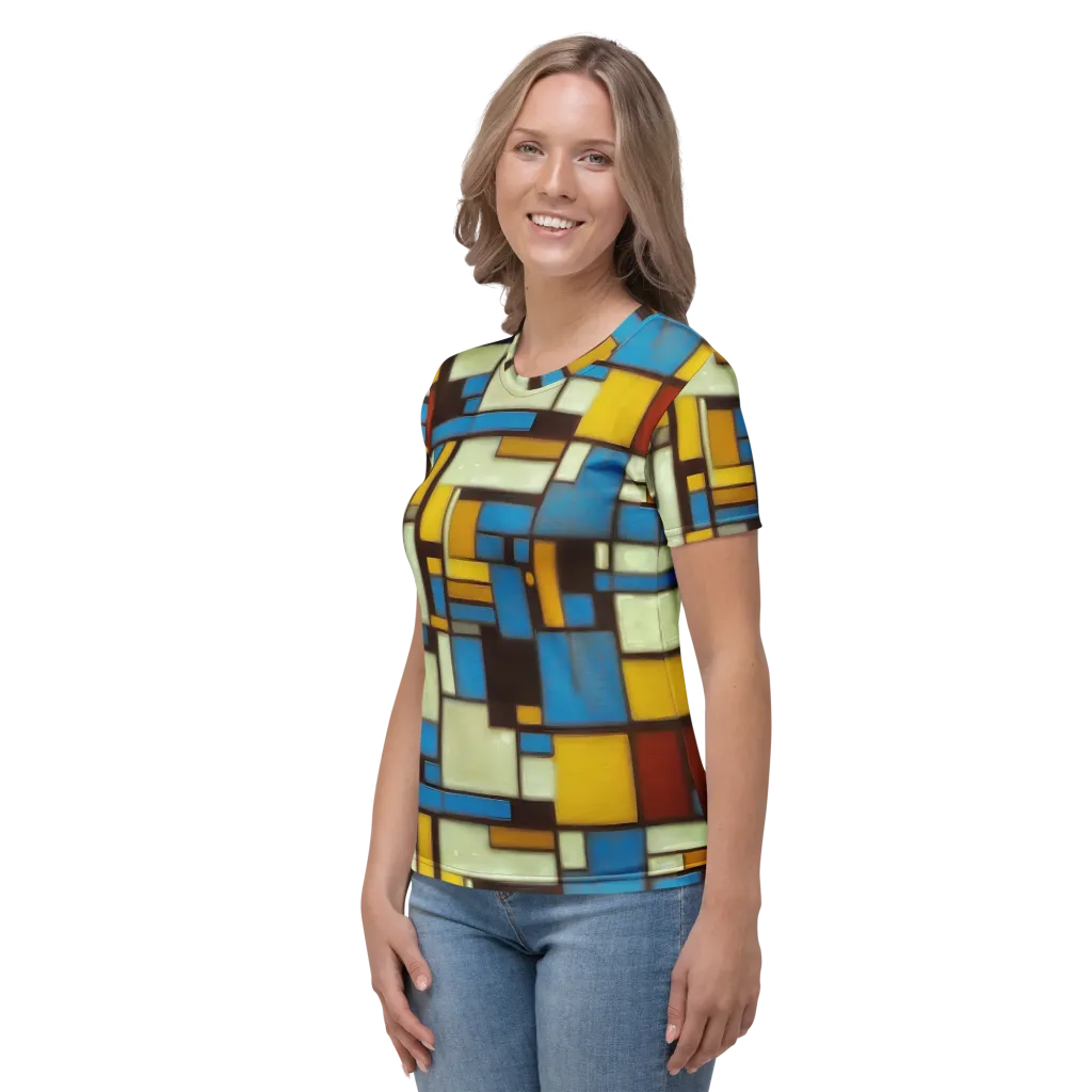 Midnight Grid on Women's Crew Neck T-Shirt — Left